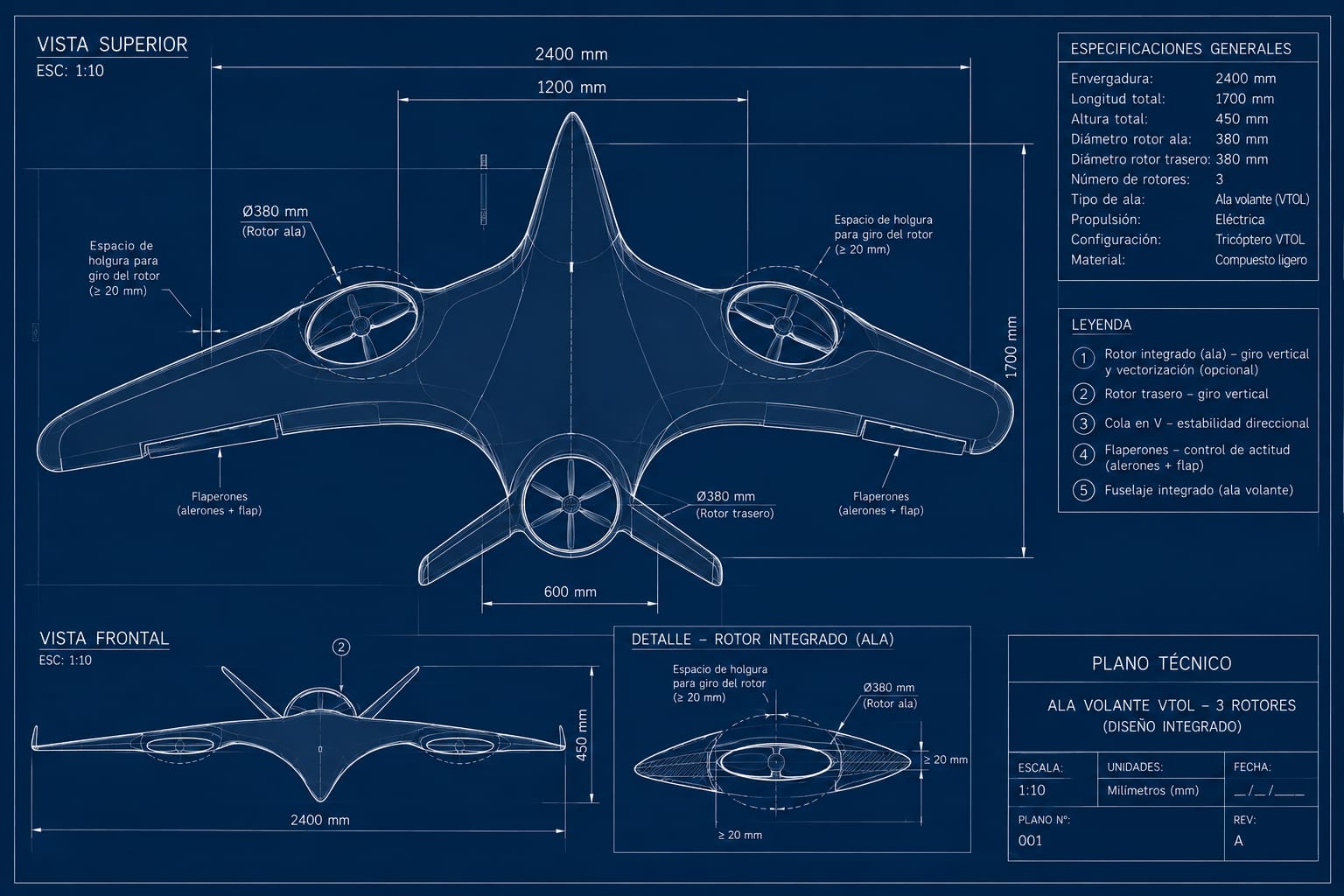 Sistema UAV desarrollado e integrado por Andrés Betancourt